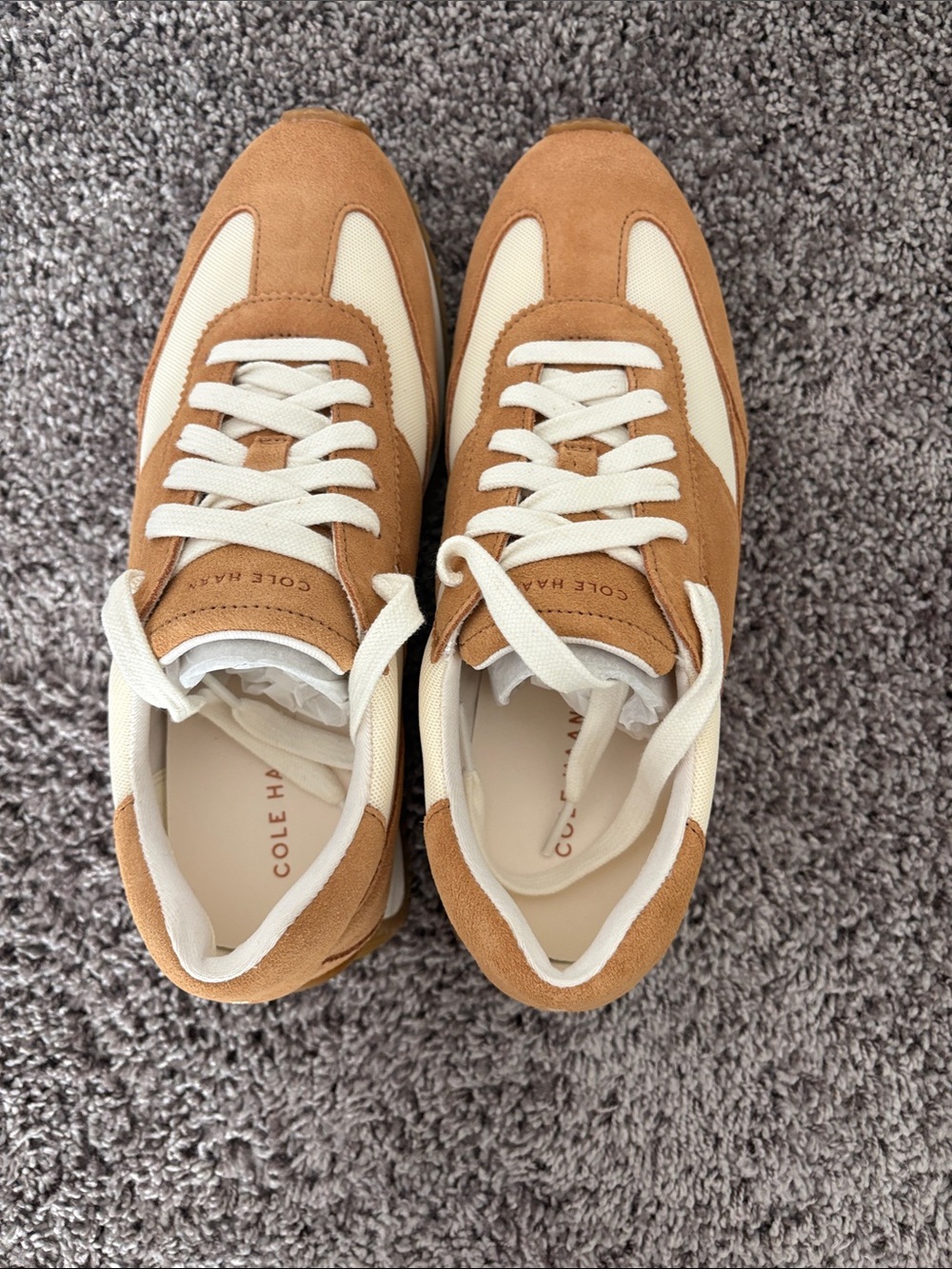 Cole Haan Women’s Suede & Mesh Sneakers — Tan and Cream - Picture 4 of 6
